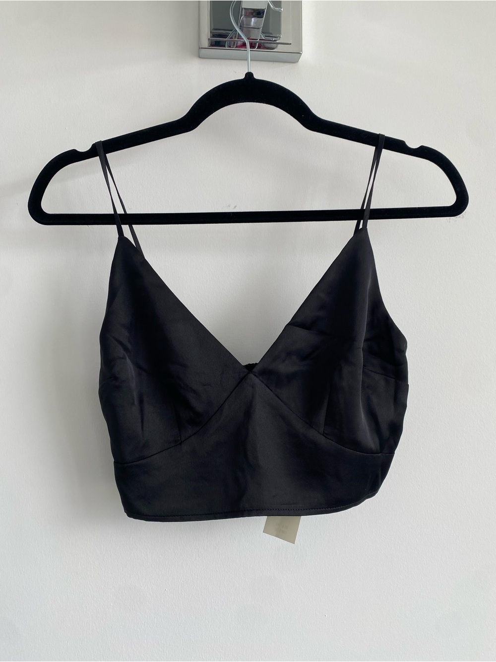 Abercrombie & Fitch Black Satin V-Neck Crop Cami